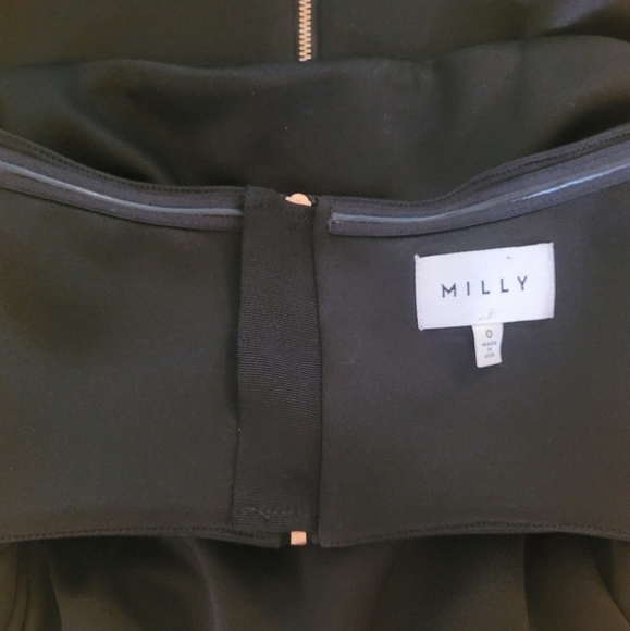 MILLY Strapless Cutout Rose Gold Zipper Bodycon Little Black Dress, Size 0 - Picture 6 of 11